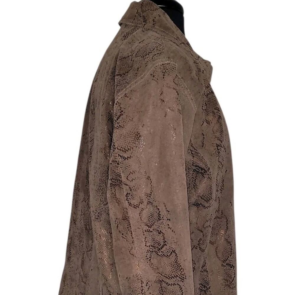 Chico’s Python Leather Jacket Brown Sz 2 Fits L F… - image 3